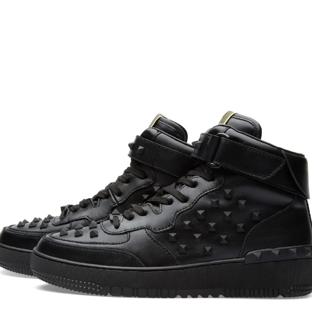 Valentino Rock Stud High Top Black Sneakers - Picture 1 of 9